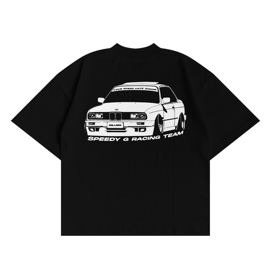 SPEEDY G RACING TEE IN BLACK