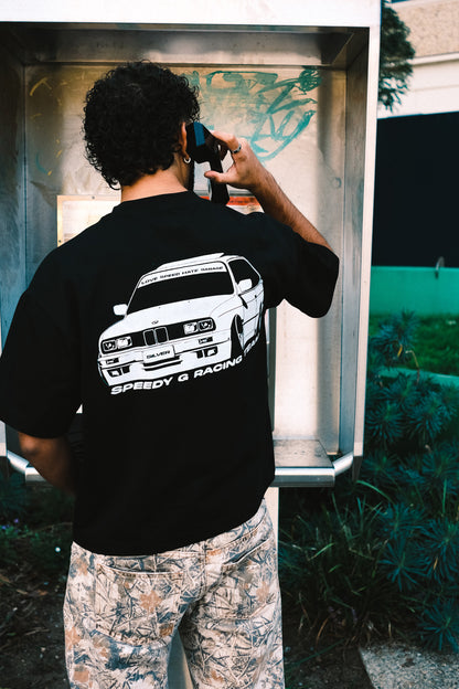 SPEEDY G RACING TEE IN BLACK