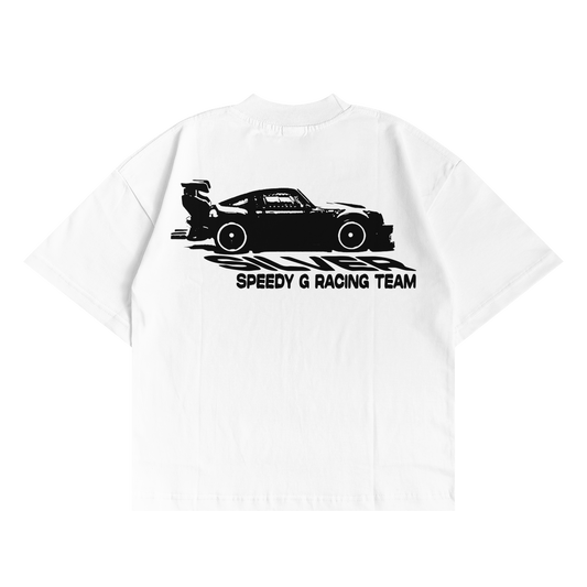 SPEEDY G RACING TEE IN WHITE